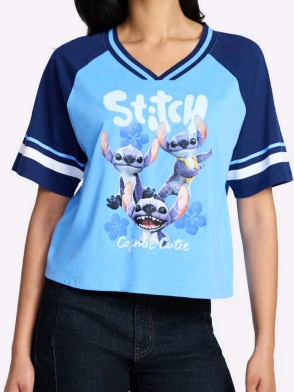 Disney's Lilo & Stitch Women's S (4-6) Cosmic Cutie Graphic Tee NWT Blue